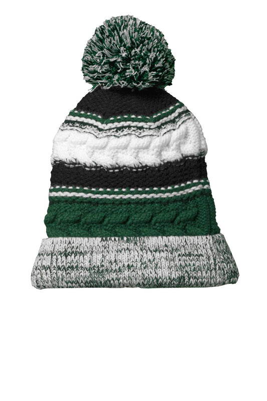 Pom Pom Team Beanie - Forest Green / Black / White
