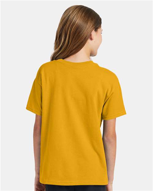 Hanes 5370 Gold — on model back