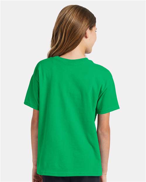 Hanes 5370 Kelly Green — on model back