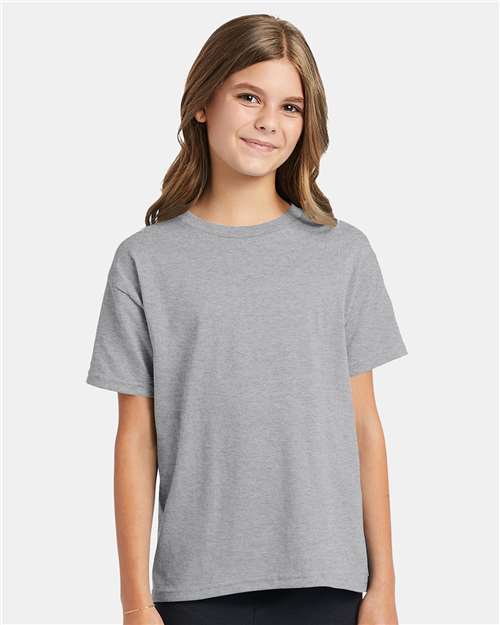 Hanes 5370 Light Steel — on model front