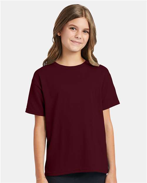 Hanes 5370 Maroon — on model front
