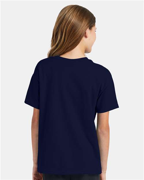 Hanes 5370 Navy — on model back