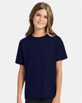 Hanes 5370 Navy — on model front