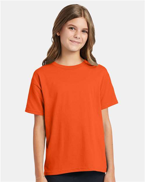 Hanes 5370 Orange — on model front