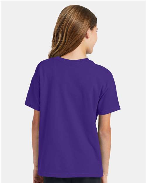 Hanes 5370 Purple — on model back