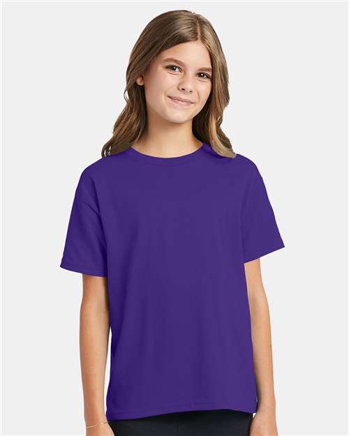Hanes 5370 Purple — on model front