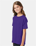 Hanes 5370 Purple — on model side