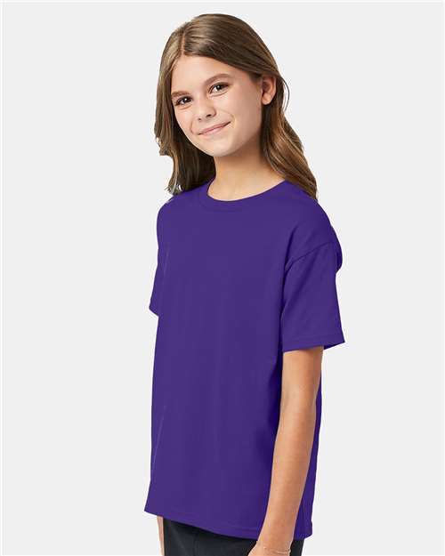 Hanes 5370 Purple — on model side