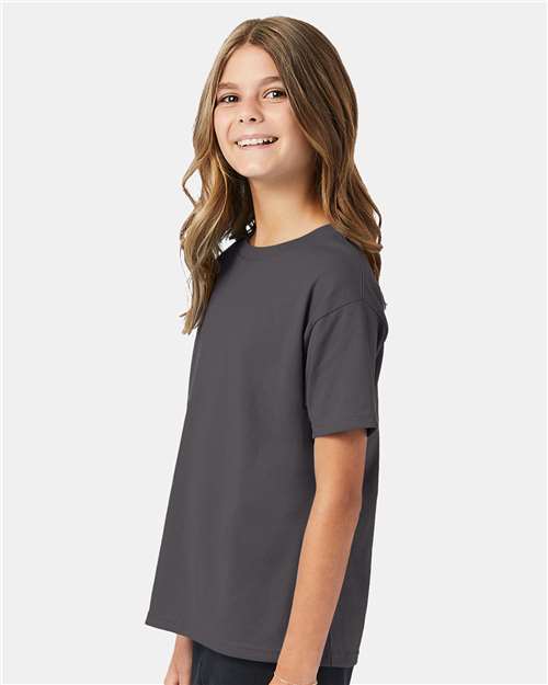 Hanes 5370 Smoke Grey — on model side