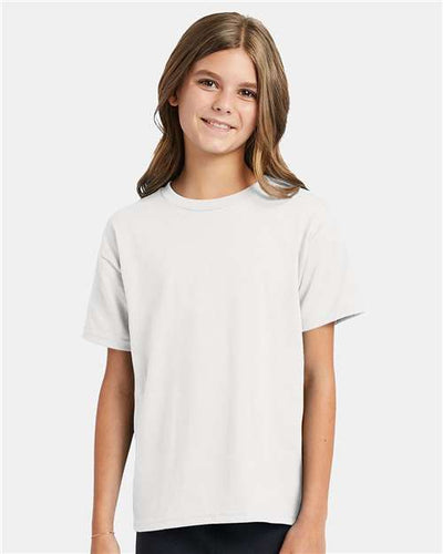 Hanes 5370 White — on model front