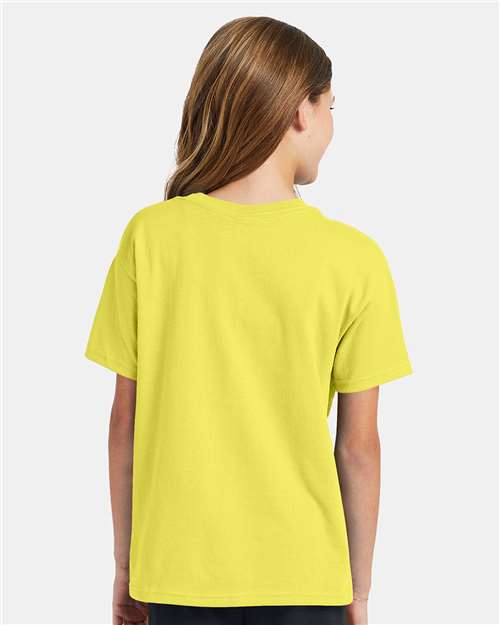 Hanes 5370 Yellow — on model back