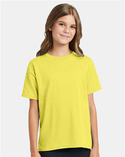 Hanes 5370 Yellow — on model front