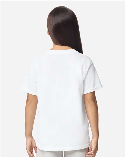 Gildan 8000B White — on model back