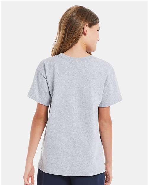Hanes 5480 Light Steel — on model back