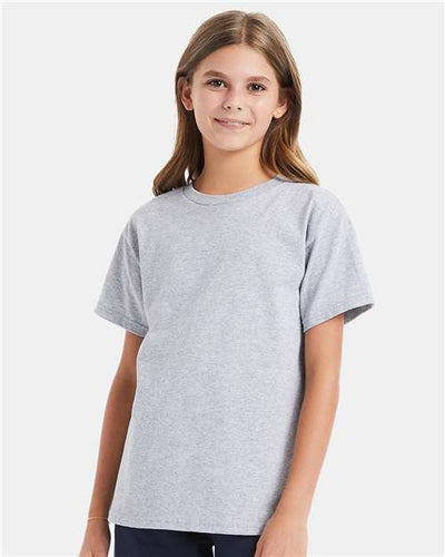 Hanes 5480 Light Steel — on model front