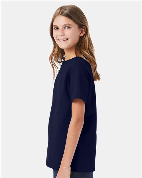 Hanes 5480 Navy — on model side