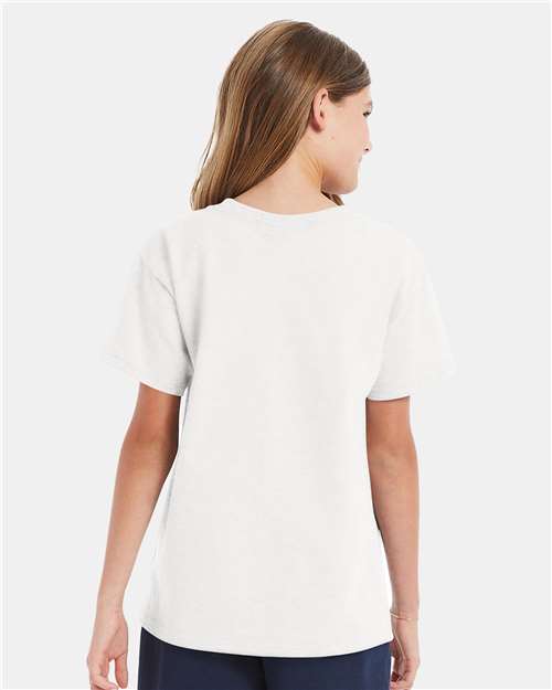 Hanes 5480 White — on model back