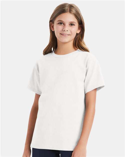 Hanes 5480 White — on model front