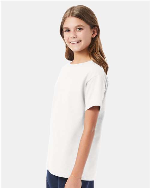 Hanes 5480 White — on model side
