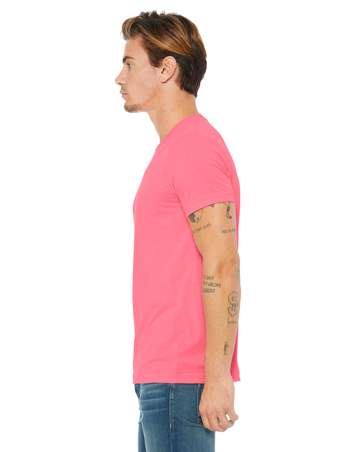 Unisex Poly-Cotton Short-Sleeve T-Shirt - Neon Pink