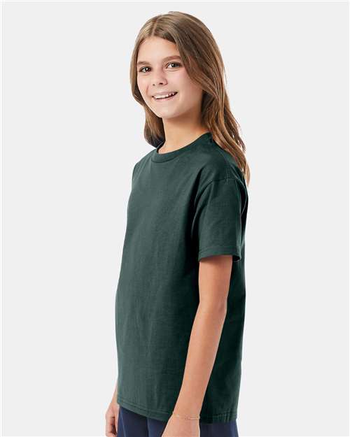 Hanes 5450 Deep Forest — on model side