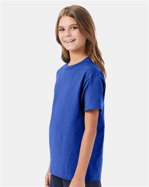 Hanes 5450 Deep Royal — on model side