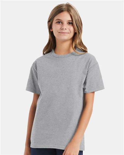 Hanes 5450 Light Steel — on model front