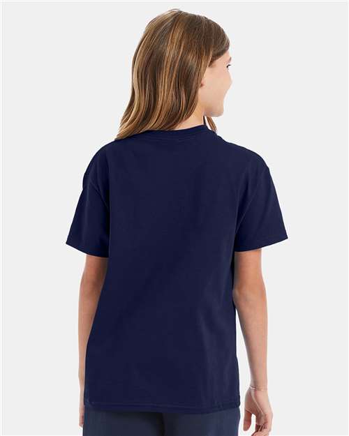Hanes 5450 Navy — on model back