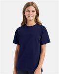 Hanes 5450 Navy — on model front