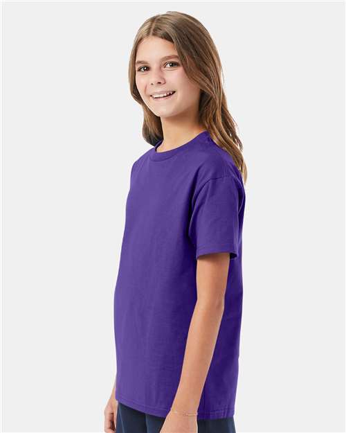 Hanes 5450 Purple — on model side