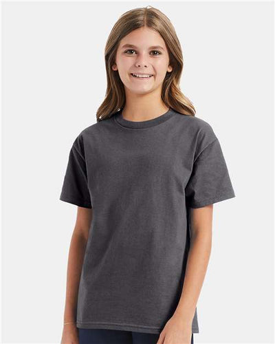 Hanes 5450 Smoke Grey — on model front