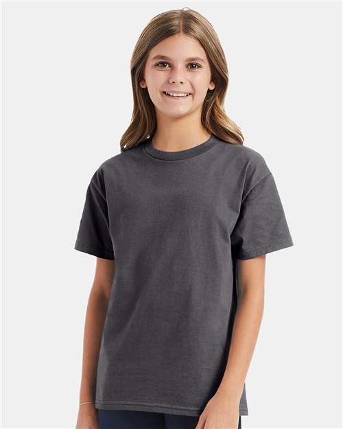 Hanes 5450 Smoke Grey — on model front