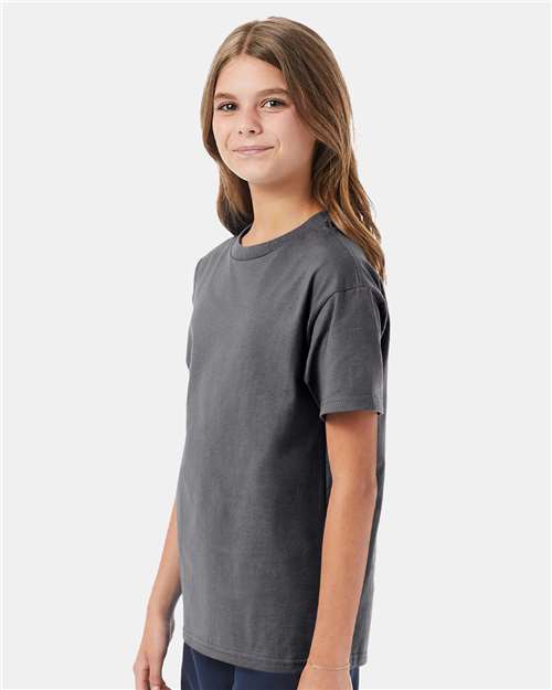 Hanes 5450 Smoke Grey — on model side