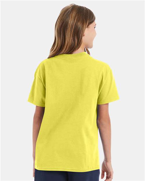Hanes 5450 Yellow — on model back