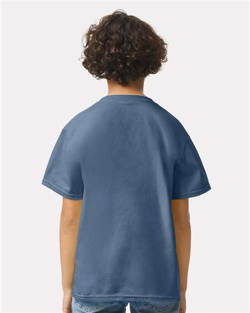 Gildan 2000B Indigo Blue — on model back