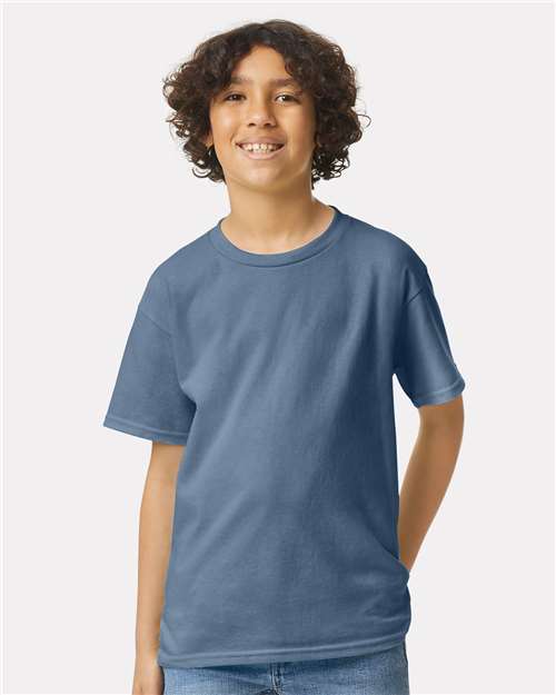 Gildan 2000B Indigo Blue — on model front