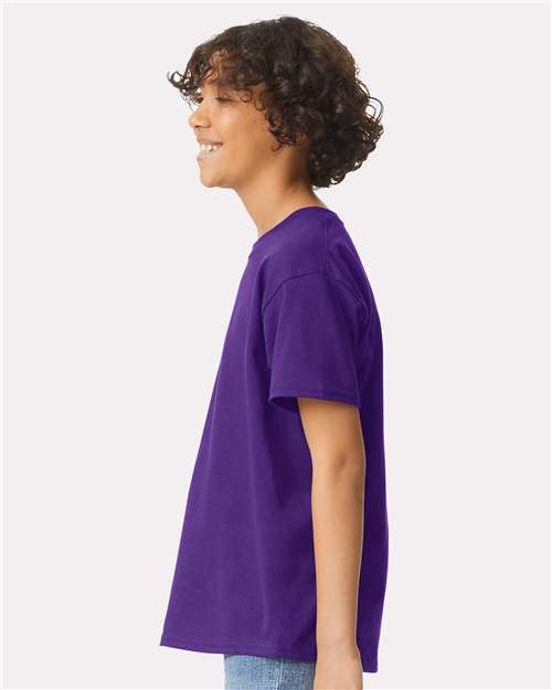 Gildan 2000B Purple — on model side