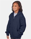 Hanes P480 Navy — on model side