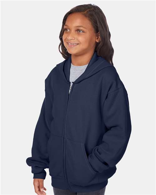 Hanes P480 Navy — on model side