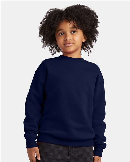 Hanes P360 Navy — on model front
