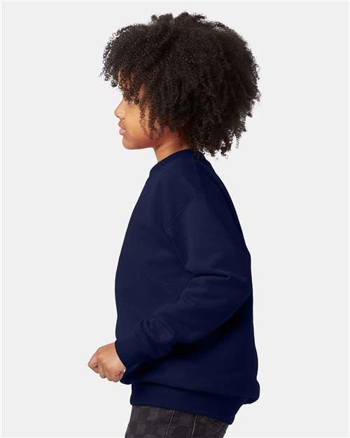 Hanes P360 Navy — on model side