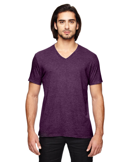Unisex Triblend V-Neck T-Shirt - Heather Aubergine