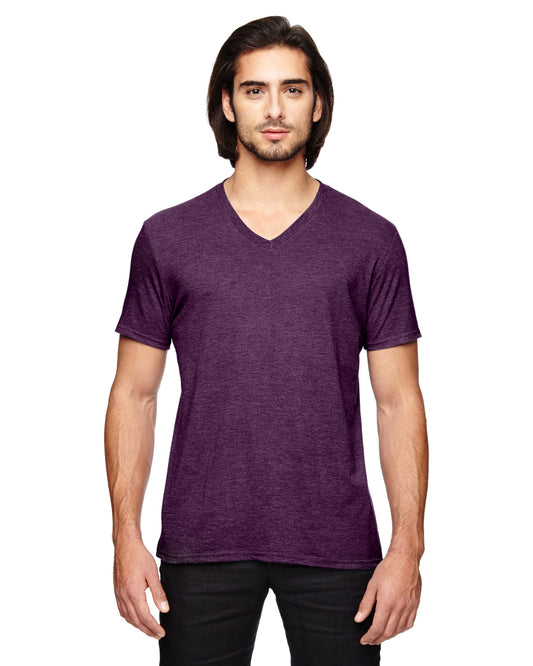 Unisex Triblend V-Neck T-Shirt - Heather Aubergine