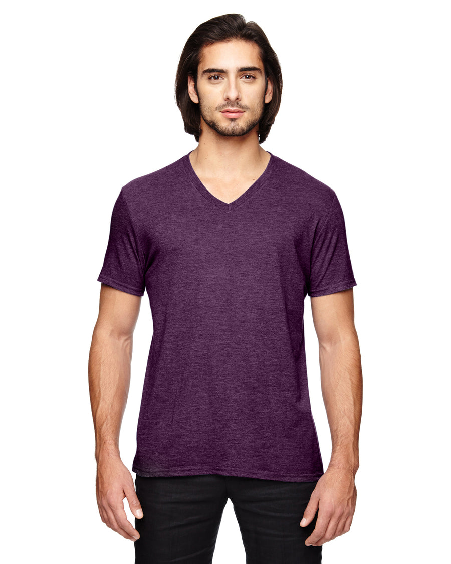 Unisex Triblend V-Neck T-Shirt - Heather Aubergine