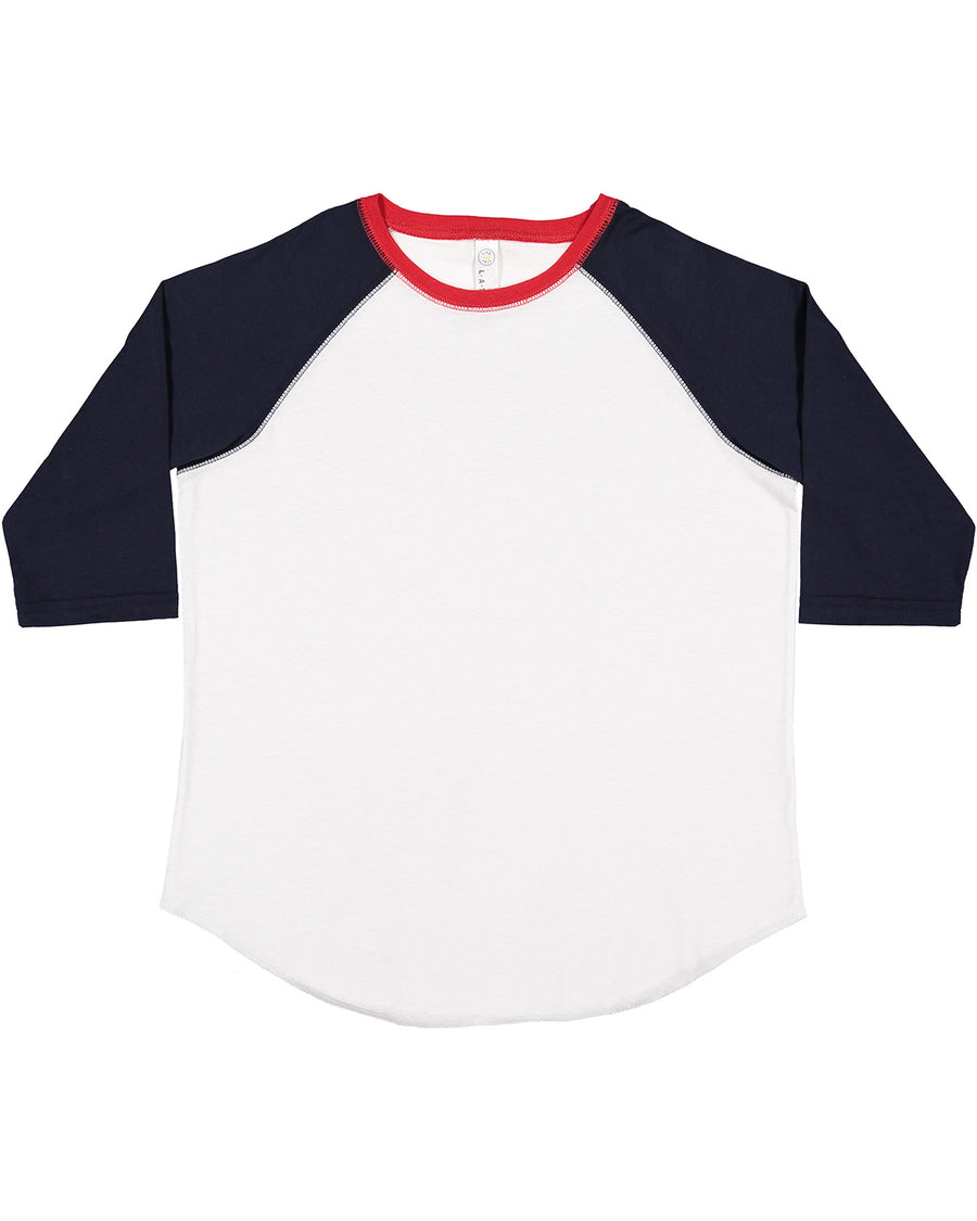 Youth Baseball T-Shirt - White / Navy / Red