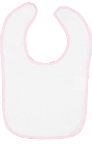 Infant Contrast Trim Terry Bib - White / Pink
