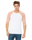 Bella + Canvas 3200 - Unisex 3/4-Sleeve Baseball T-Shirt - White / Heather Peach