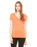 Ladies' Jersey Short-Sleeve Deep V-Neck T-Shirt - Coral