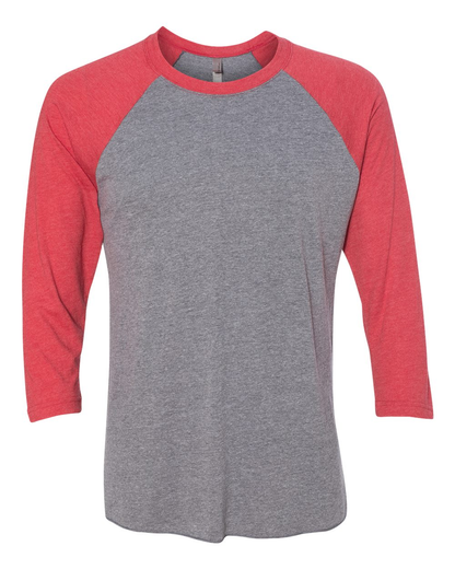 Unisex Triblend 3/4-Sleeve Raglan - Vintage Red / Premium Heather