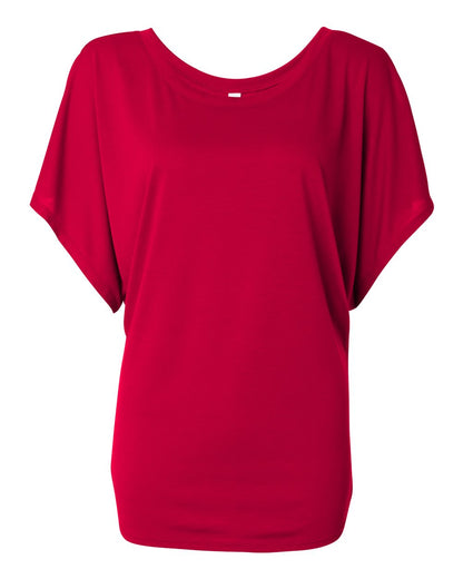 Women's Flowy Draped Sleeve Dolman T-Shirt - Red